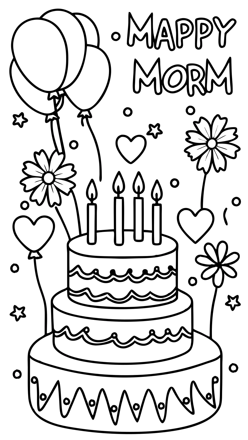 Feliz cumpleaños Mommy Coloring Pages